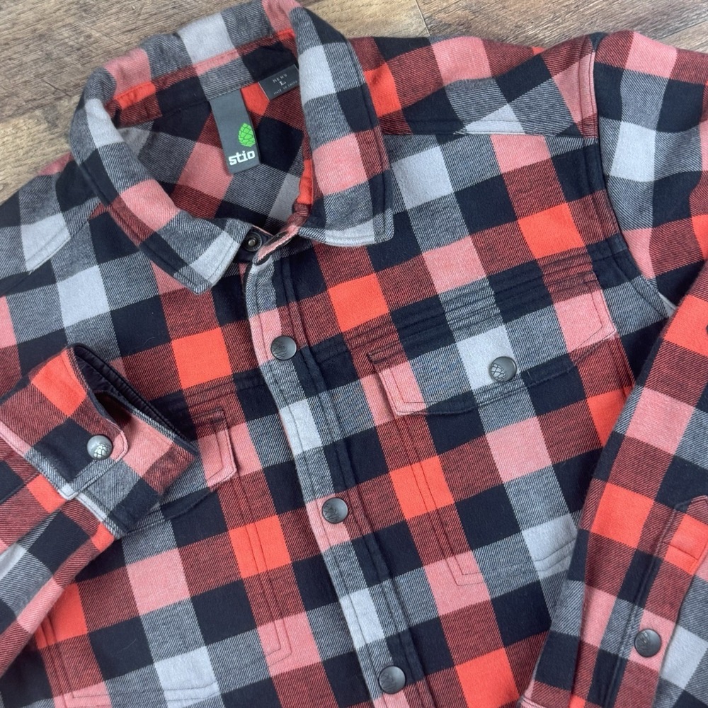 Stio Men's Buckhorn Bonded Flannel Shirt Lined Elbow Padded Size L